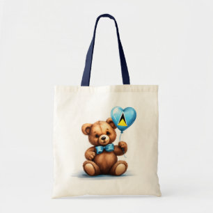teddy bear & balloon with the Saint Lucian flag. Tote Bag