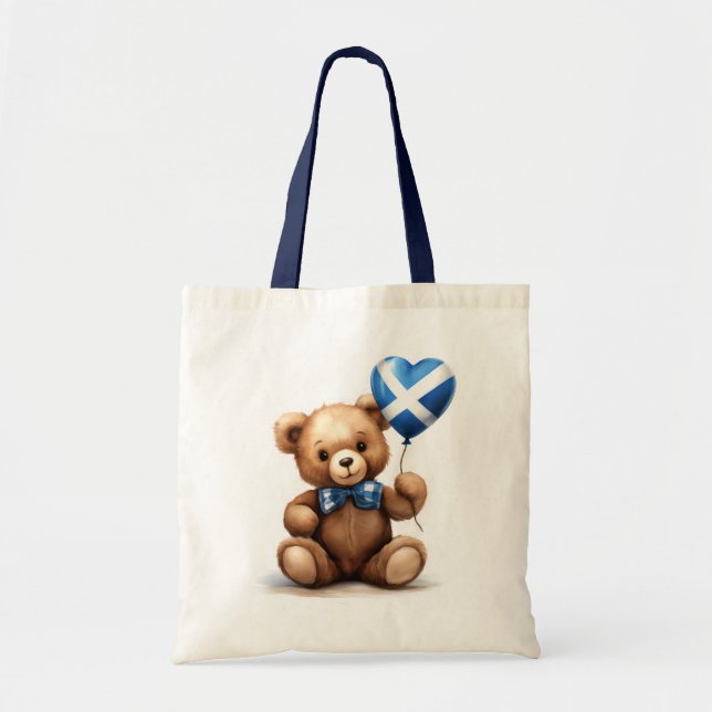 teddy bear & balloon with the Scottish flag. Tote Bag (Front)