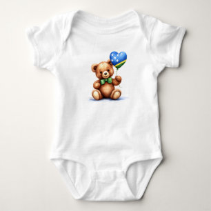 teddy bear & balloon with the Solomon Islands flag Baby Bodysuit
