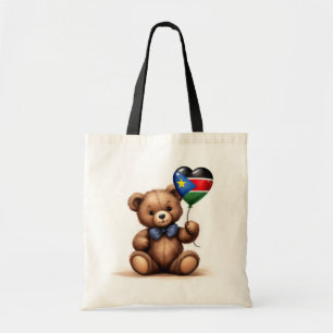 teddy bear & balloon with the South Sudanese flag. Tote Bag