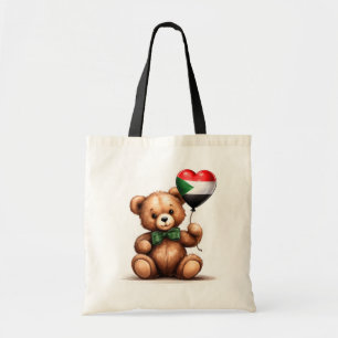 teddy bear & balloon with the Sudanese flag. Tote Bag