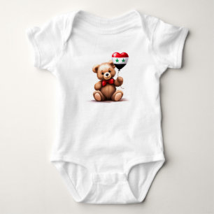 teddy bear & balloon with the Syrian flag. Baby Bodysuit