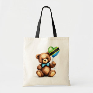 teddy bear & balloon with the Tanzanian flag. Tote Bag