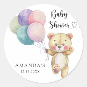 Teddy bear balloons - Baby Shower Classic Round Sticker