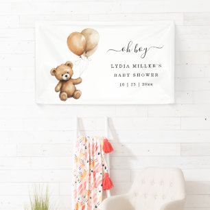 Teddy bear Balloons baby shower Gender neutral  Banner