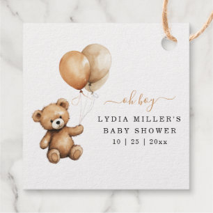 Teddy bear Balloons baby shower Gender neutral  Favour Tags