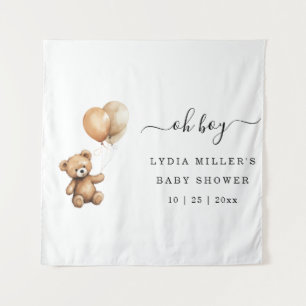 Teddy bear Balloons baby shower Gender neutral  Tapestry