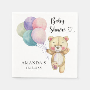 Teddy bear balloons - Baby Shower Napkin