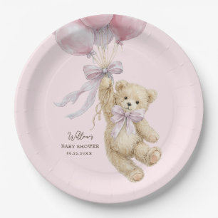 Teddy Bear Balloons Baby Shower Paper Plates