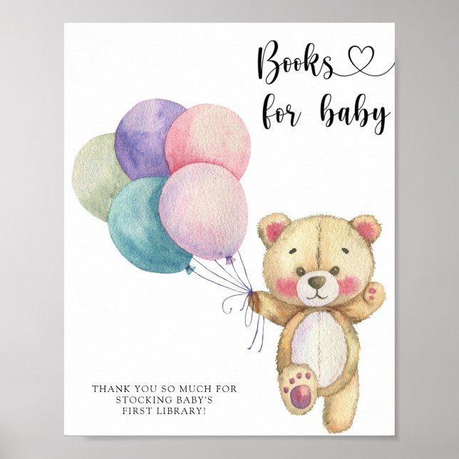 Teddy bear balloons - books for baby poster (Front)