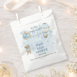 Teddy Bear Balloons Boy Bearly Wait Baby Shower Favour Bags