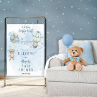Teddy Bear Balloons Boy Bearly Wait Baby Shower 