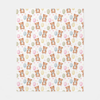 Teddy Bear & Balloons Fleece Blanket – Soft & Cosy