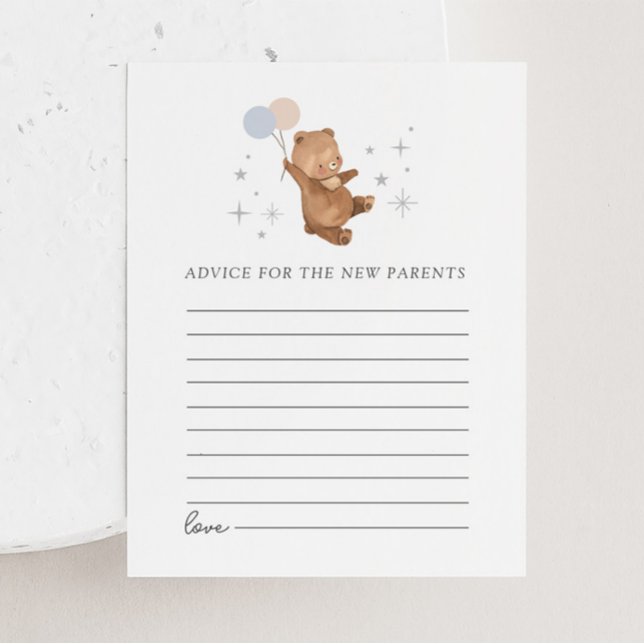 Teddy Bear Balloons Gender Reveal - Advice Card (Creator Uploaded)