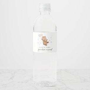 Teddy Bear Balloons Gender Reveal Water Bottle Label