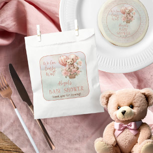 Teddy Bear Balloons Girl Bearly Wait Baby Shower Favour Bags