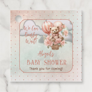 Teddy Bear Balloons Girl Bearly Wait Baby Shower Favour Tags