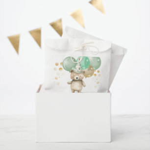 Teddy Bear Balloons Green Gold Baby Shower Favour Bags