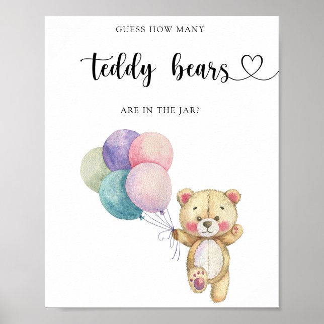 Teddy Bear balloons - guess how many teddy bears Poster (Front)