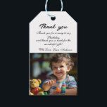 Teddy Bear Balloons Kids Photo Birthday Gift Tags<br><div class="desc">Cute Teddy Bear Balloons Kids Photo Birthday Thank you Postcard. Cute drawing of a teddy bear with colourful balloons and clouds on blue background. Add your photo,  text and name.</div>