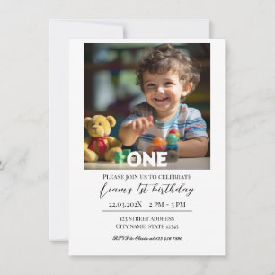 Teddy Bear Balloons Kids Photo Birthday Invitation