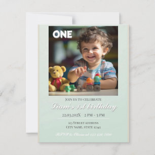 Teddy Bear Balloons Kids Photo Birthday Invitation