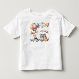 Teddy Bear Balloons Kids Photo Birthday Toddler T-Shirt