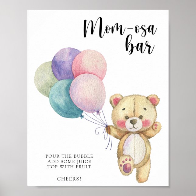 Teddy bear balloons - Mum-osa bar Poster (Front)