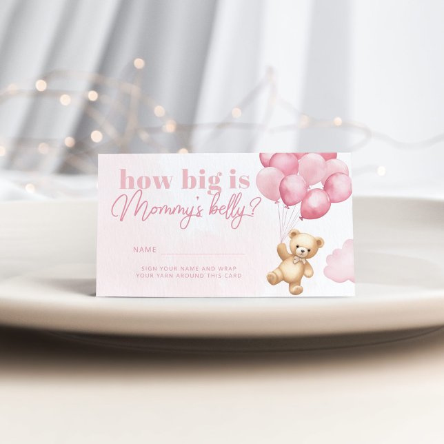 Teddy bear balloons pink how big is mummy's belly enclosure card (Creator Uploaded)
