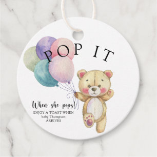 Teddy bear balloons - Pop it! Favour Tags