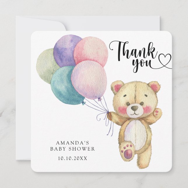 Teddy bear balloons - thank you (Front)