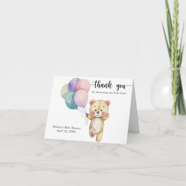 Teddy bear balloons - thank you card (Front)