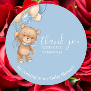 Teddy Bear Balloons Thank You  Classic Round Sticker