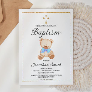 Teddy Bear Baptism Christening Invitation