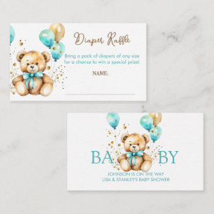 Teddy bear bearly wait baby shower diaper raffle enclosure card