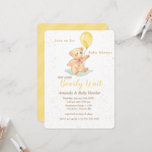 Teddy Bear Bearly Wait Baby Shower Invitation