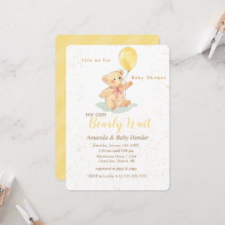 Teddy Bear Bearly Wait Baby Shower Invitation