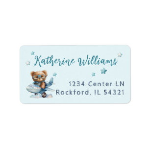 Teddy Bear Bearly Wait Baby Shower Label