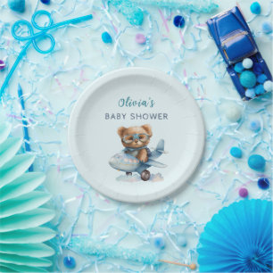 Teddy Bear Bearly Wait Baby Shower Paper Plate