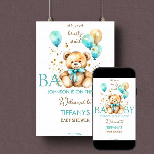 Teddy bear bearly wait baby shower welcome sign
