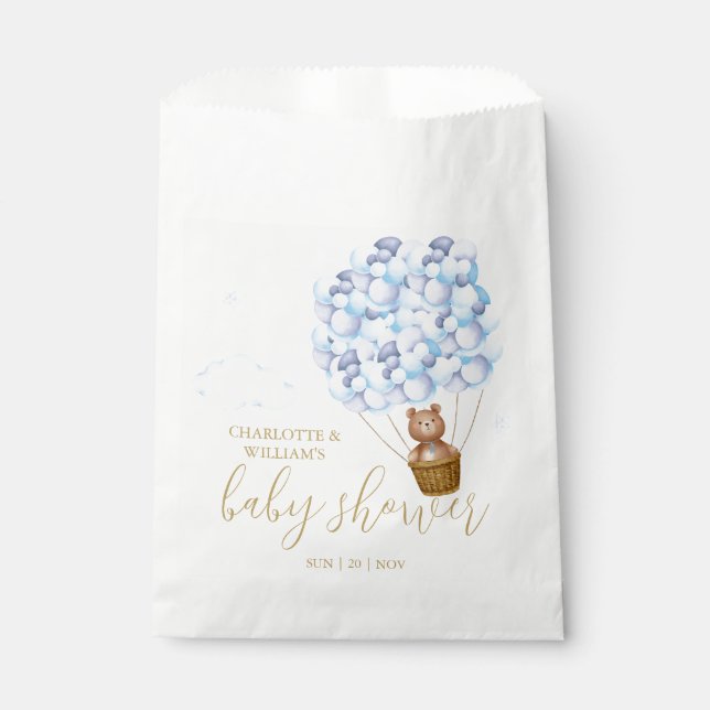 Teddy Bear Bearly Wait Blue Boy Baby Shower Favour Bags (Front)