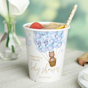 Teddy Bear Bearly Wait Blue Boy Baby Shower Paper Cups