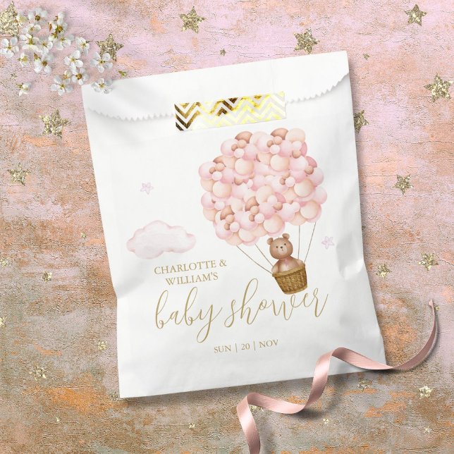 Teddy Bear Bearly Wait Pink Girl Baby Shower Favour Bags (Teddy Bear Bearly Wait Pink Girl Baby Shower Favor Bag)