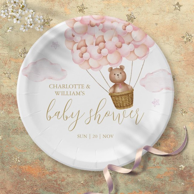 Teddy Bear Bearly Wait Pink Girl Baby Shower Paper Plate (Teddy Bear Bearly Wait Pink Girl Baby Shower Paper Plates)