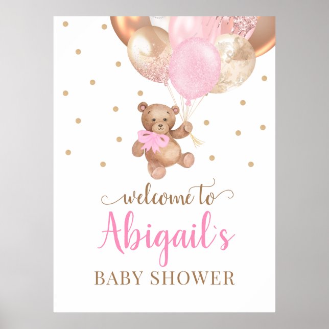 Teddy Bear Bearly Wait Welcome Baby Shower  Poster (Front)