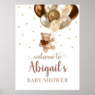Teddy Bear Bearly Wait Welcome Baby Shower Poster