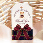 Teddy Bear Beary 1st Birthday Bow Plaid Thank you Gift Tags<br><div class="desc">Teddy Bear Beary 1st Birthday Bow Plaid Thank you Gift Tags
Matching items available.</div>