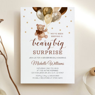 Teddy Bear Beary Big Surprise Gender Reveal Invitation