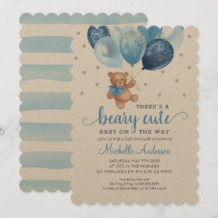 Teddy Bear Beary Cute Baby Shower Invitation