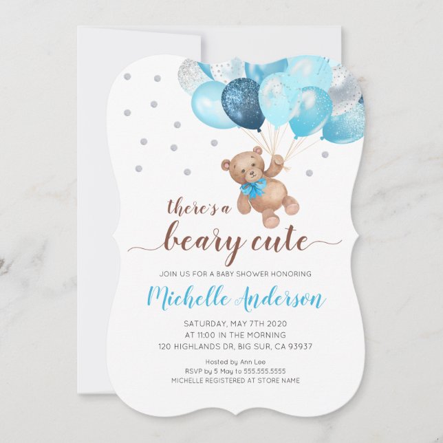 Teddy Bear Beary Cute Baby Shower Invitation (Front)